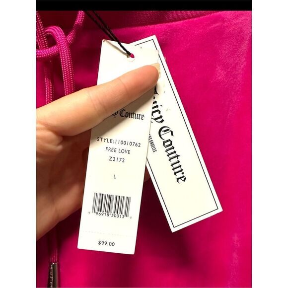 New Juicy Couture OG Big Bling Velour Track Pants L Free Love - Picture 5 of 7